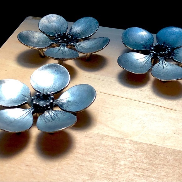 Metzke Vintage Pewter Blossom Taper Candle Holders-Three (3) - Picture 3 of 8